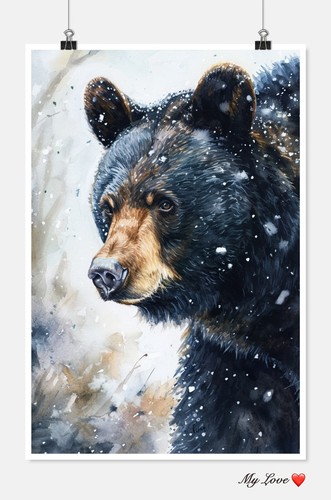 Black bear winter chart - black,