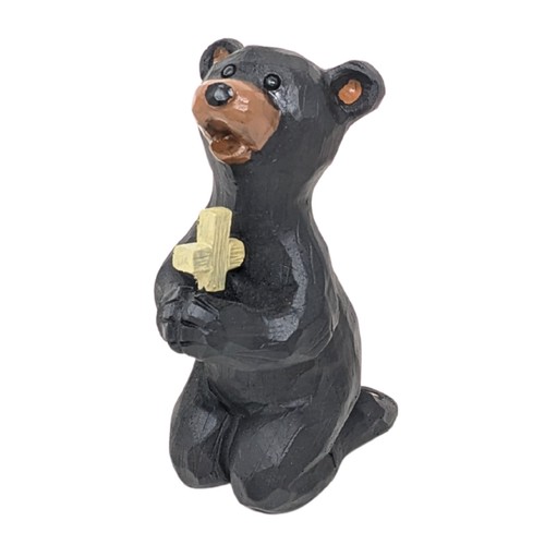 Resin praying black bear cross - resin,